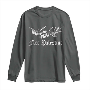 Free Palestine Long Sleeve Shirt Palestinian Olives Fruits TS10 Dark Heather Print Your Wear
