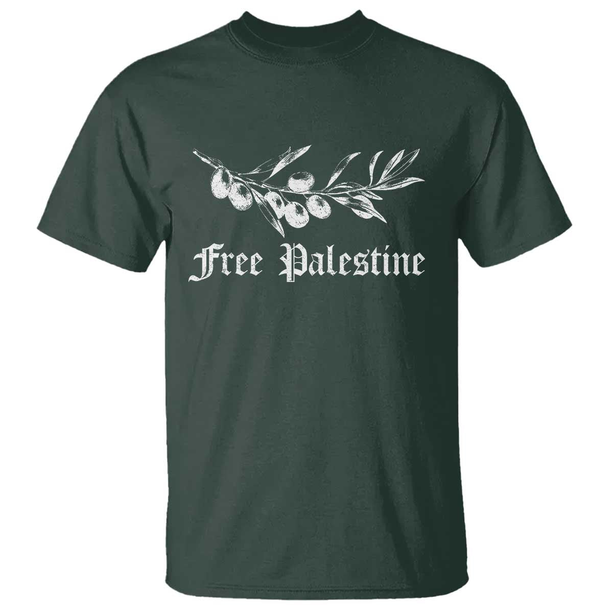Free Palestine T Shirt Palestinian Olives Fruits TS10 Dark Forest Green Print Your Wear