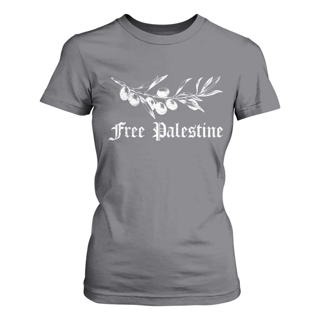 Free Palestine T Shirt For Women Palestinian Olives Fruits TS10 Charcoal Print Your Wear