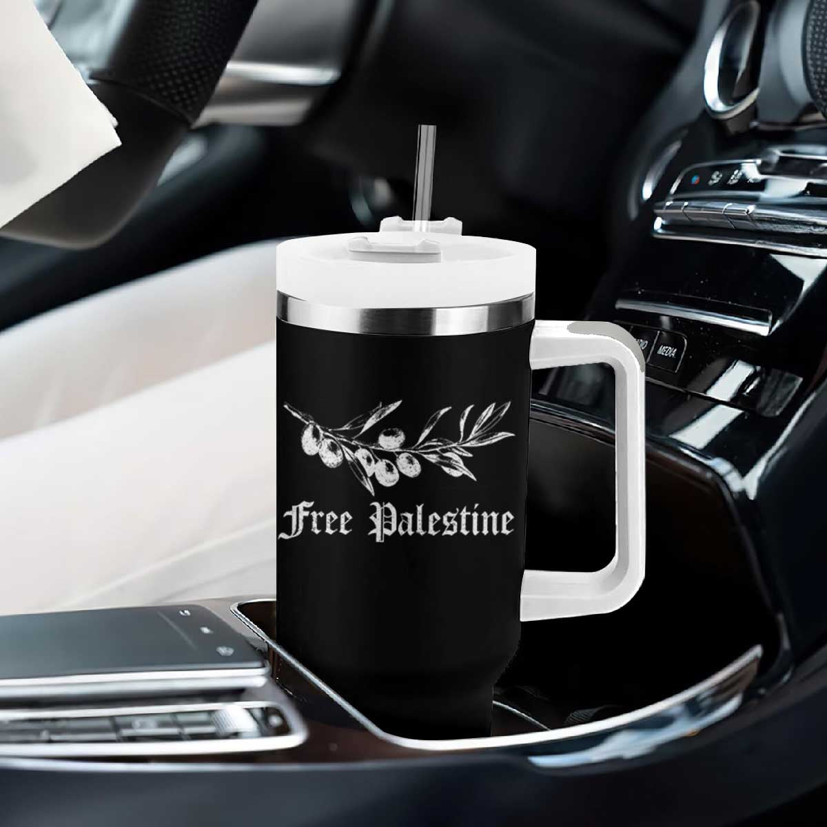 Free Palestine Tumbler With Handle Palestinian Olives Fruits TS10 Print Your Wear