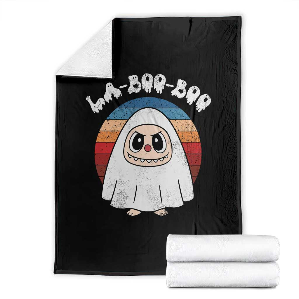 Cute Ghost Halloween Costume Throw Blanket Retro Spooky Trending Cartoon La Boo Boo TS10 Black Print Your Wear