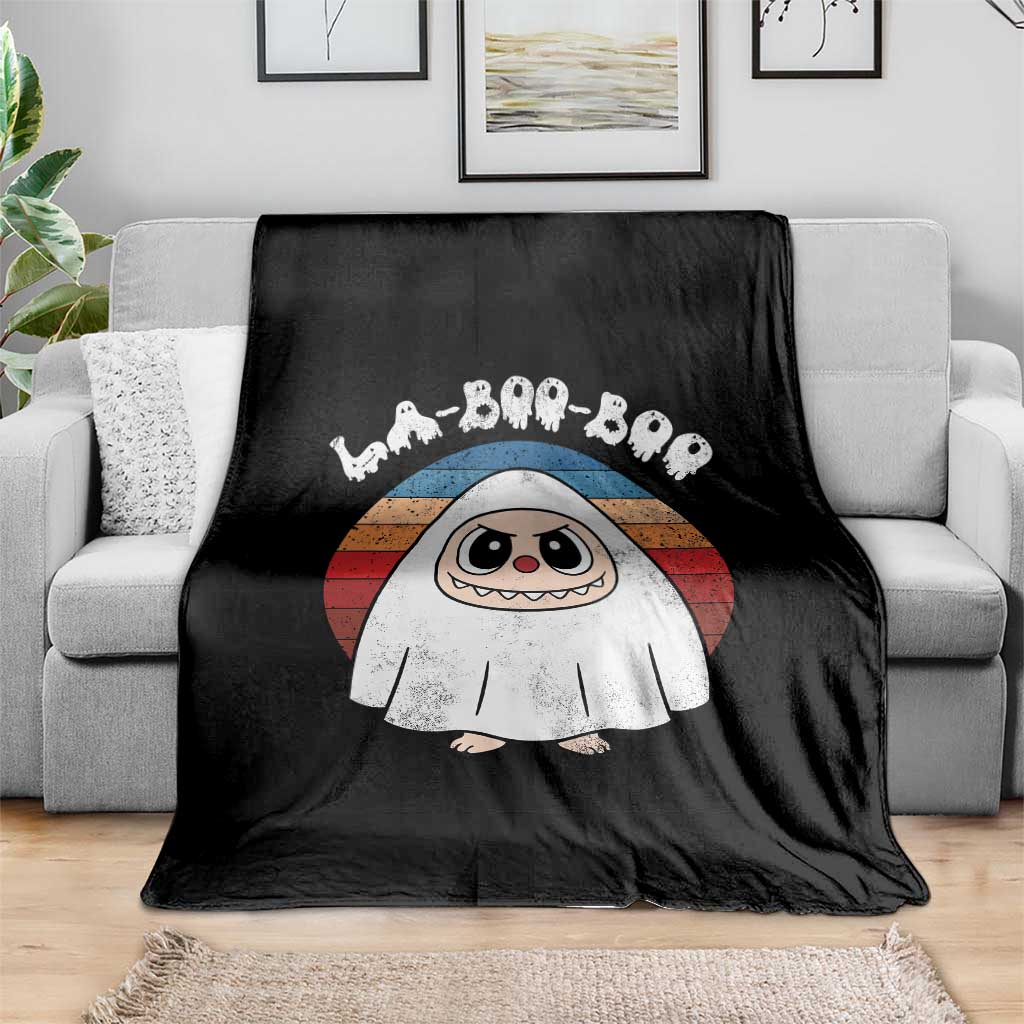 Cute Ghost Halloween Costume Throw Blanket Retro Spooky Trending Cartoon La Boo Boo TS10 Print Your Wear
