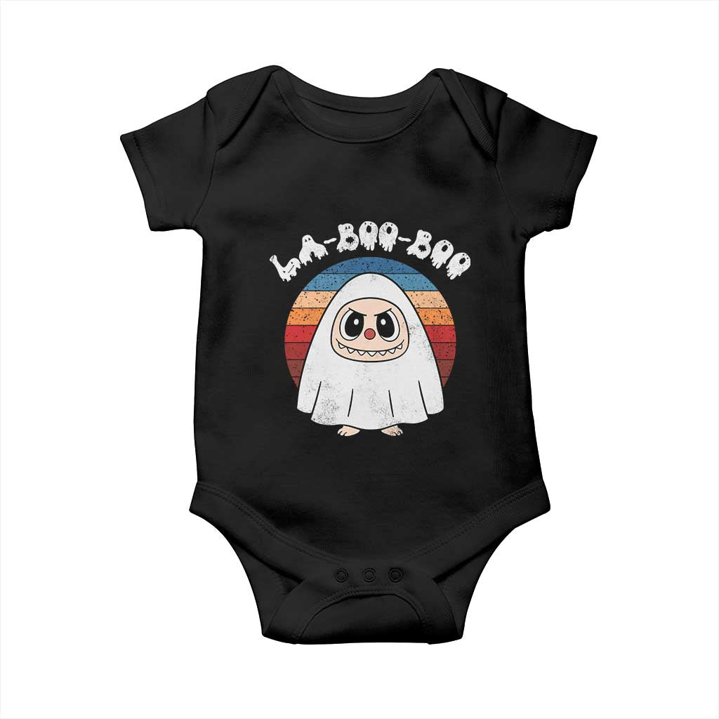 Cute Ghost Halloween Costume Baby Onesie Retro Spooky Trending Cartoon La Boo Boo TS10 Black Print Your Wear