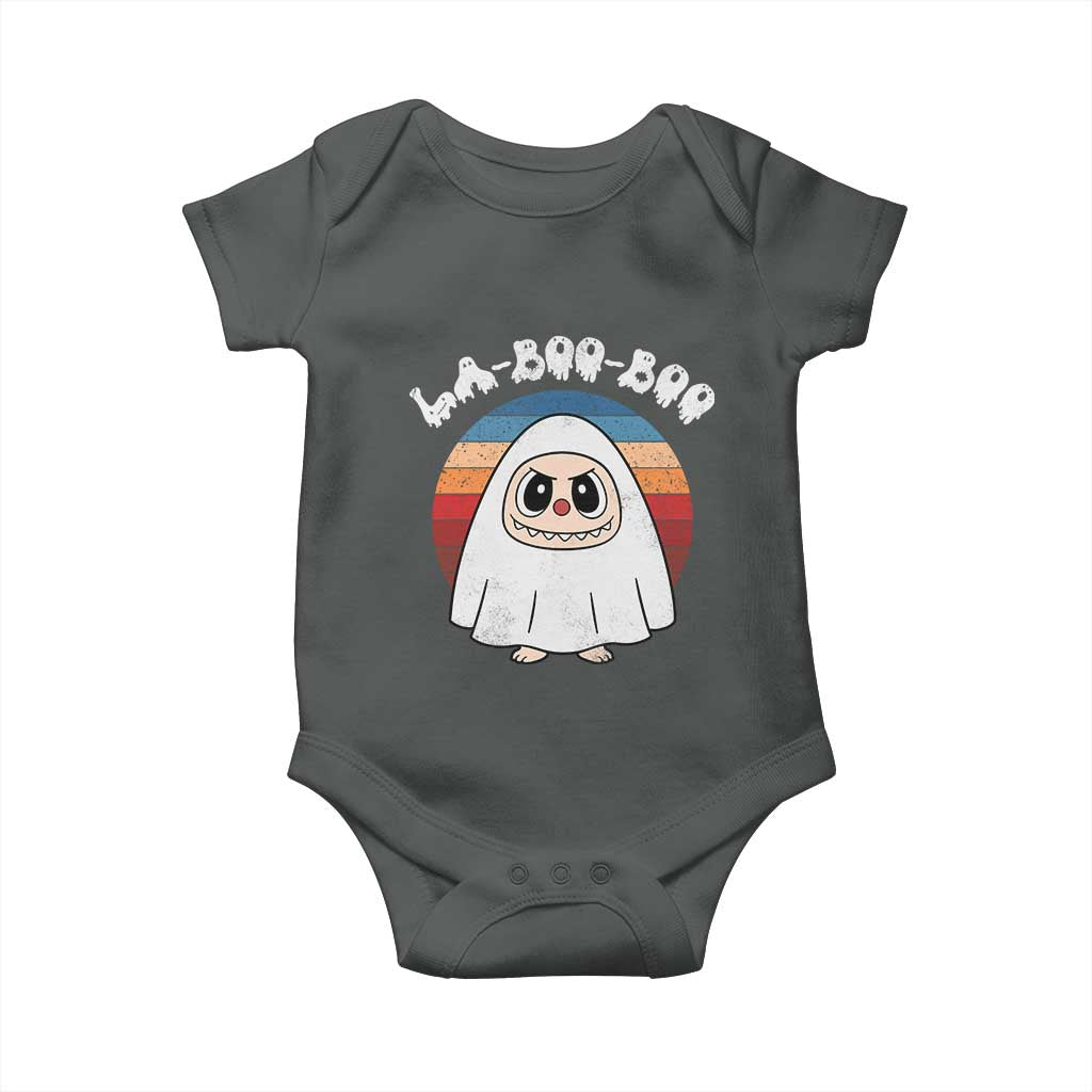 Cute Ghost Halloween Costume Baby Onesie Retro Spooky Trending Cartoon La Boo Boo TS10 Dark Heather Print Your Wear
