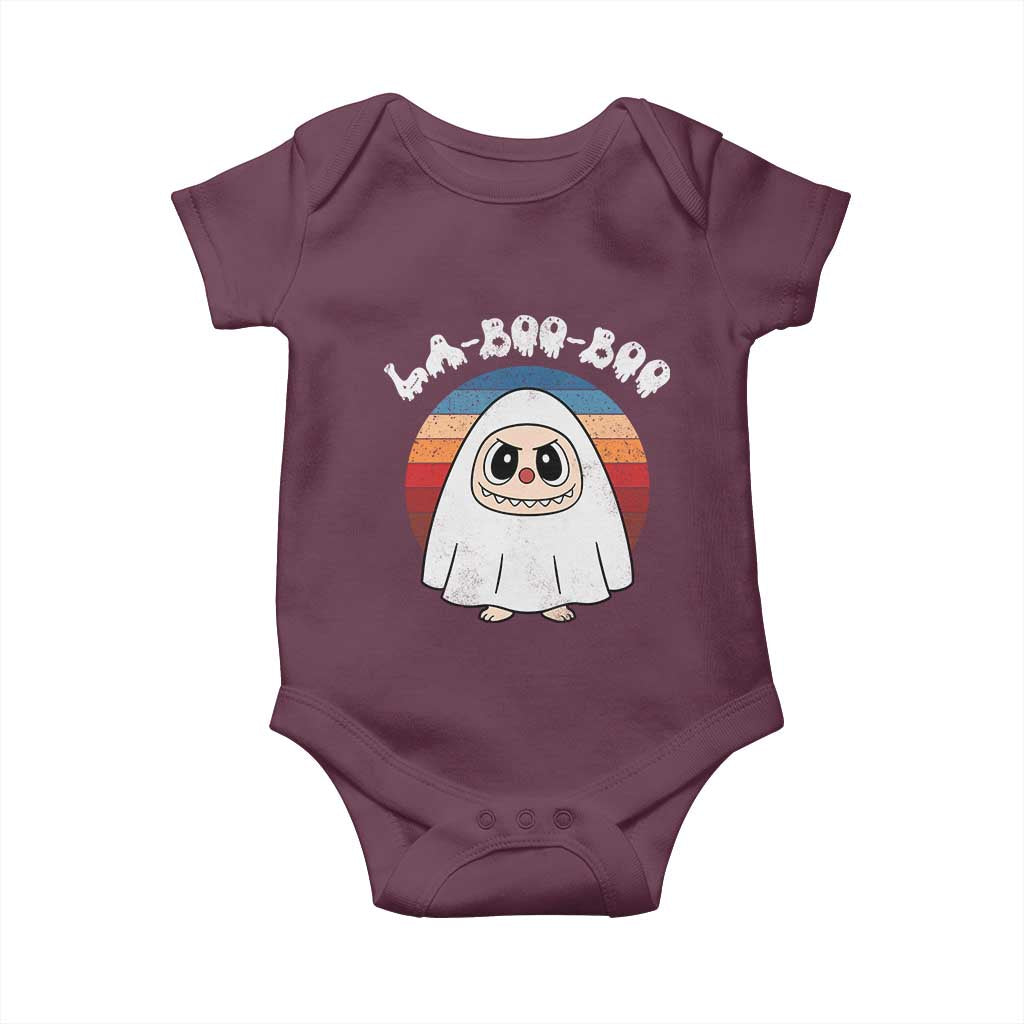 Cute Ghost Halloween Costume Baby Onesie Retro Spooky Trending Cartoon La Boo Boo TS10 Maroon Print Your Wear