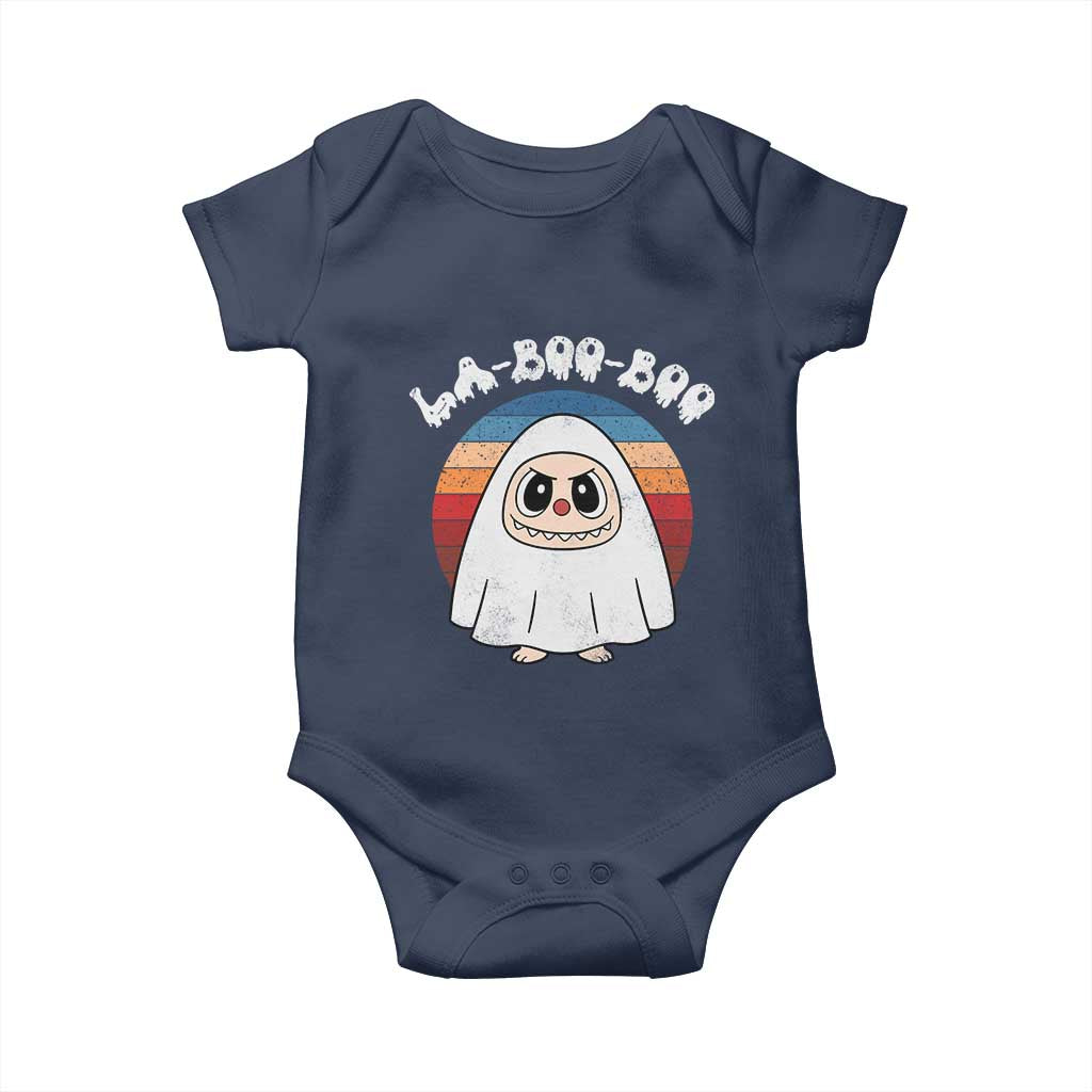 Cute Ghost Halloween Costume Baby Onesie Retro Spooky Trending Cartoon La Boo Boo TS10 Navy Print Your Wear