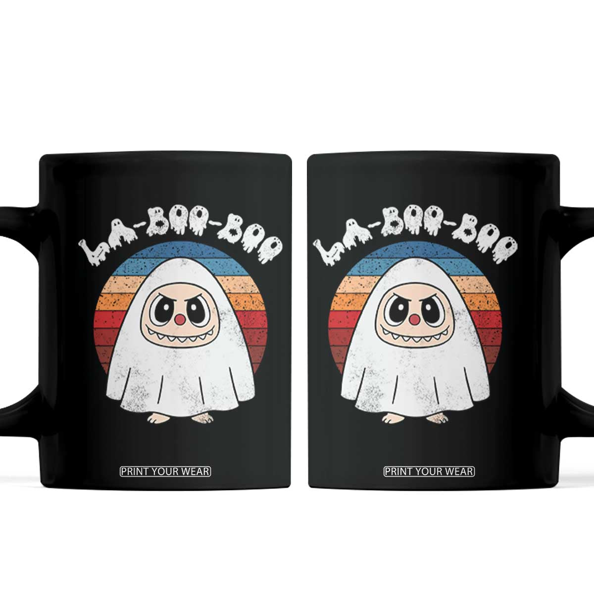 Cute Ghost Halloween Costume Coffee Mug Retro Spooky Trending Cartoon La Boo Boo TS10 Black Print Your Wear