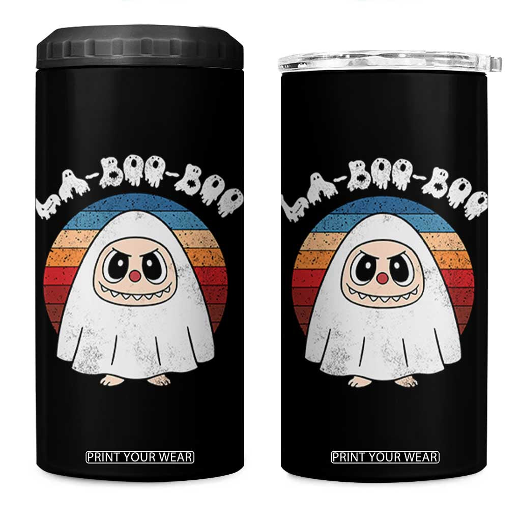 Cute Ghost Halloween Costume 4 in 1 Can Cooler Tumbler Retro Spooky Trending Cartoon La Boo Boo TS10 One Size: 16 oz Black Print Your Wear