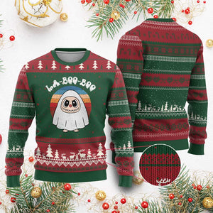 Cute Ghost Halloween Costume Ugly Christmas Sweater Retro Spooky Trending Cartoon La Boo Boo TS10 Red Green Print Your Wear