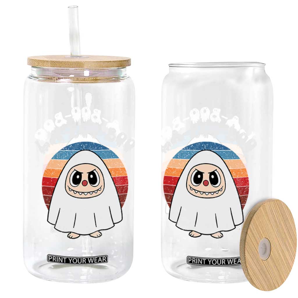 Cute Ghost Halloween Costume Glass Can Retro Spooky Trending Cartoon La Boo Boo TS10 Print Your Wear