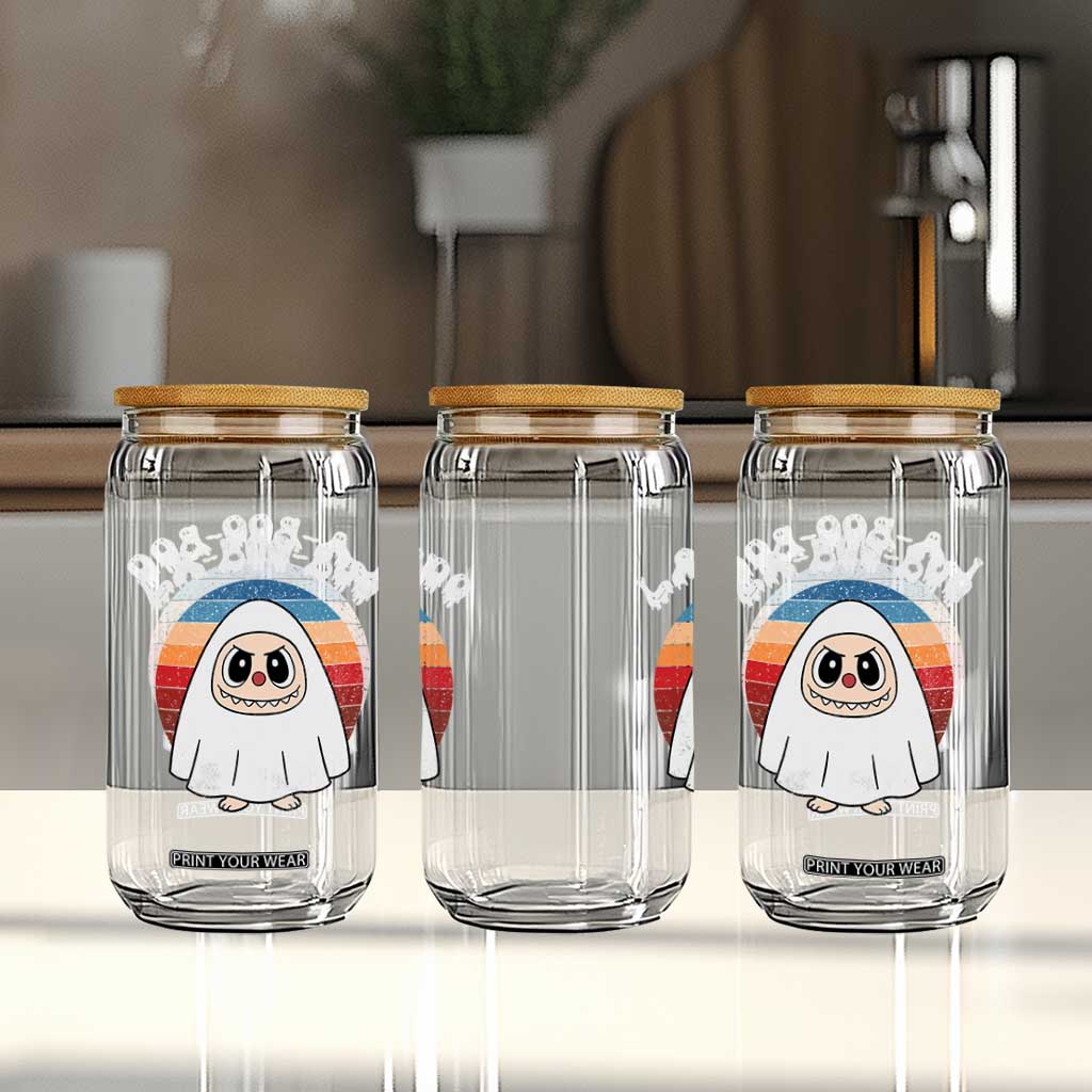Cute Ghost Halloween Costume Glass Can Retro Spooky Trending Cartoon La Boo Boo TS10 Print Your Wear