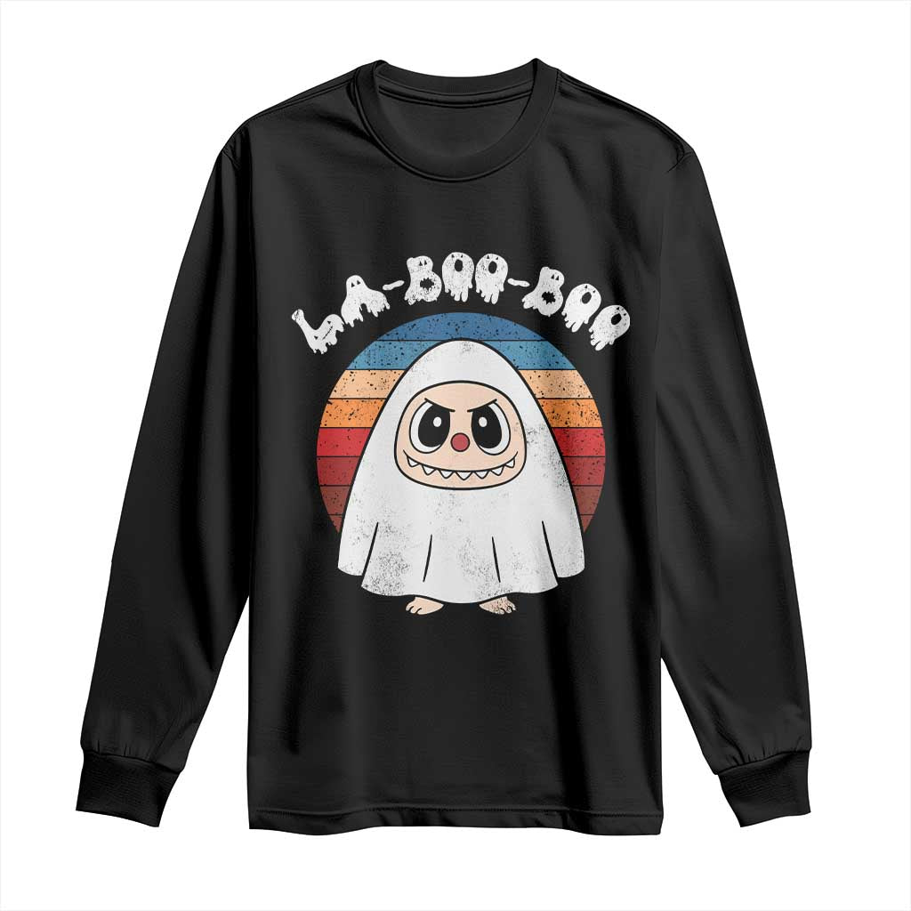 Cute Ghost Halloween Costume Long Sleeve Shirt Retro Spooky Trending Cartoon La Boo Boo TS10 Black Print Your Wear