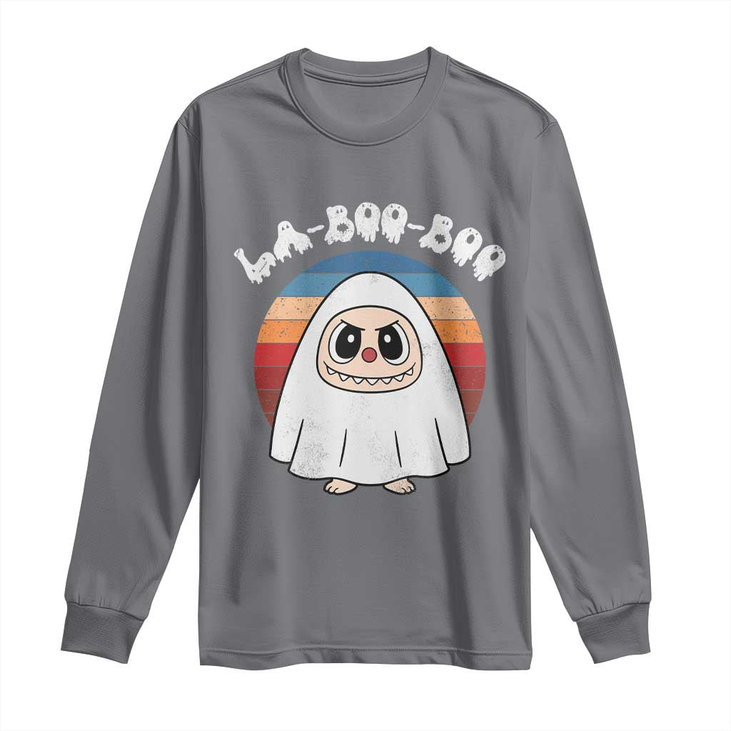 Cute Ghost Halloween Costume Long Sleeve Shirt Retro Spooky Trending Cartoon La Boo Boo TS10 Charcoal Print Your Wear