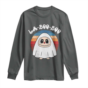 Cute Ghost Halloween Costume Long Sleeve Shirt Retro Spooky Trending Cartoon La Boo Boo TS10 Dark Heather Print Your Wear
