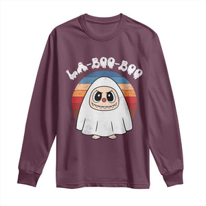 Cute Ghost Halloween Costume Long Sleeve Shirt Retro Spooky Trending Cartoon La Boo Boo TS10 Maroon Print Your Wear