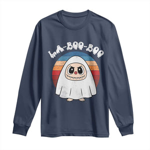 Cute Ghost Halloween Costume Long Sleeve Shirt Retro Spooky Trending Cartoon La Boo Boo TS10 Navy Print Your Wear