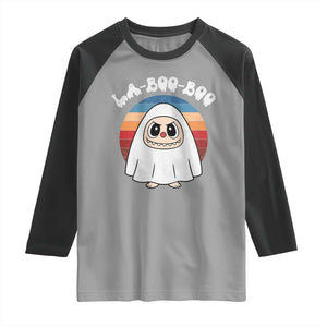 Cute Ghost Halloween Costume Raglan Shirt Retro Spooky Trending Cartoon La Boo Boo TS10 Sport Gray Black Print Your Wear