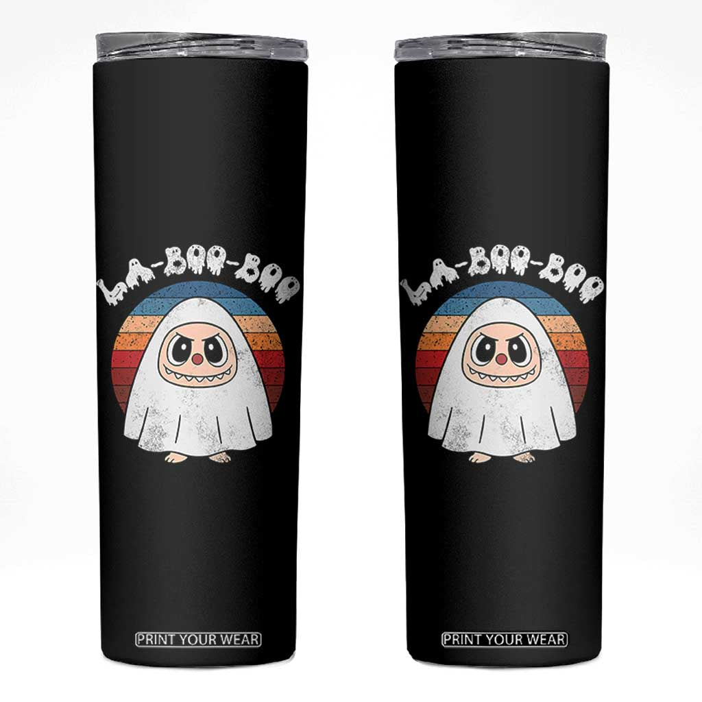 Cute Ghost Halloween Costume Skinny Tumbler Retro Spooky Trending Cartoon La Boo Boo TS10 Black Print Your Wear