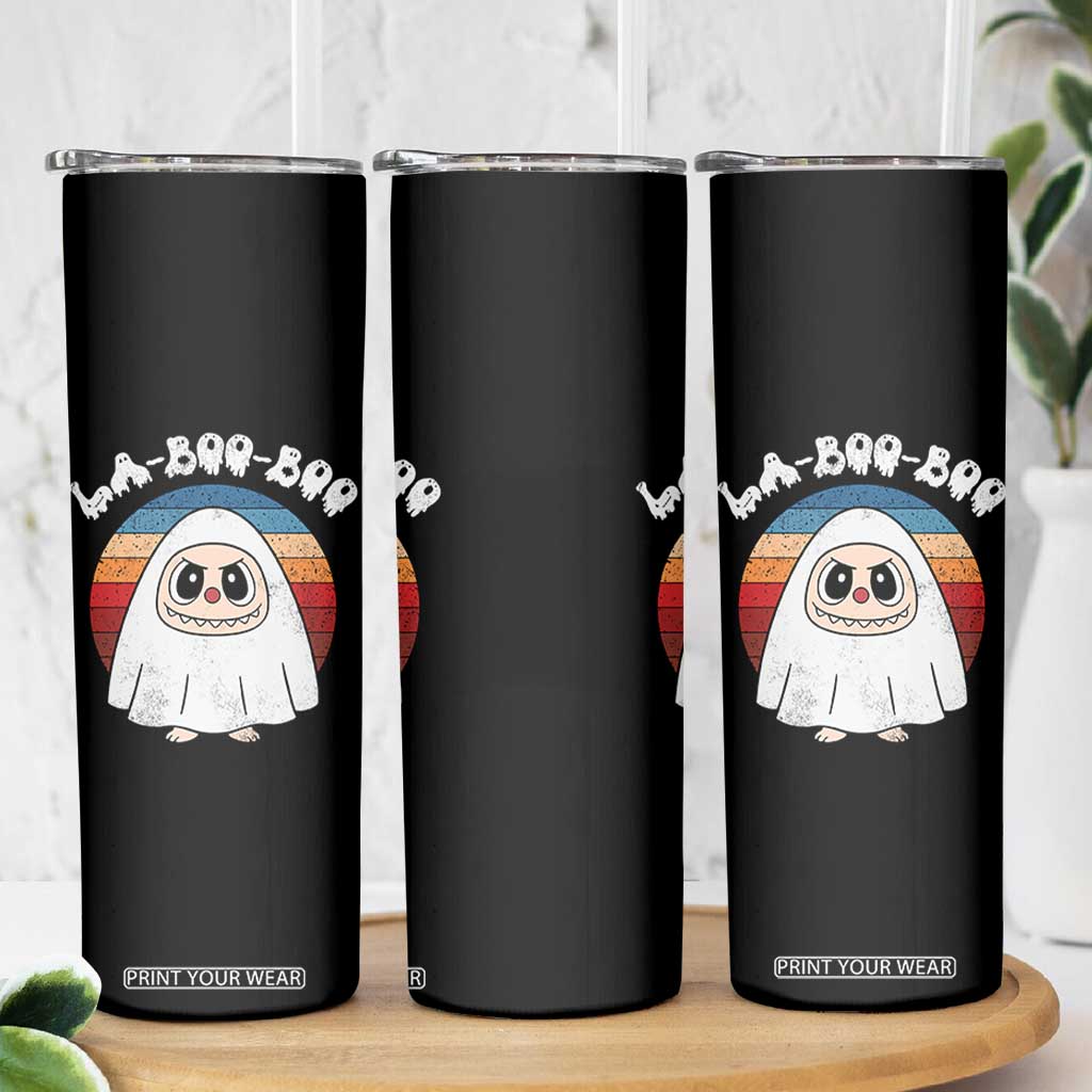 Cute Ghost Halloween Costume Skinny Tumbler Retro Spooky Trending Cartoon La Boo Boo TS10 Print Your Wear