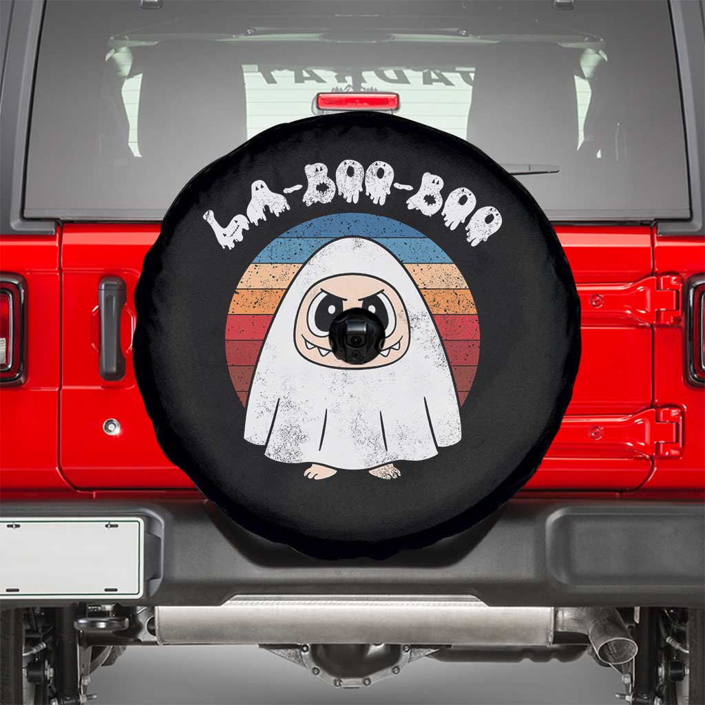 Cute Ghost Halloween Costume Spare Tire Cover Retro Spooky Trending Cartoon La Boo Boo TS10 Black Print Your Wear