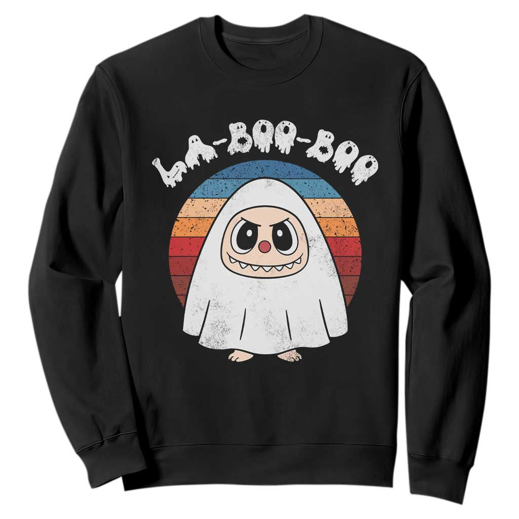 Cute Ghost Halloween Costume Sweatshirt Retro Spooky Trending Cartoon La Boo Boo TS10 Black Print Your Wear