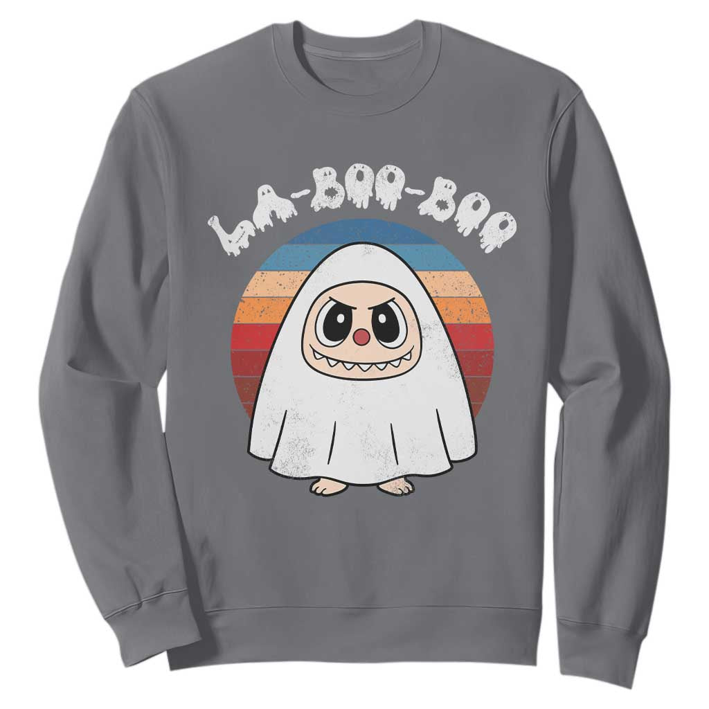 Cute Ghost Halloween Costume Sweatshirt Retro Spooky Trending Cartoon La Boo Boo TS10 Charcoal Print Your Wear