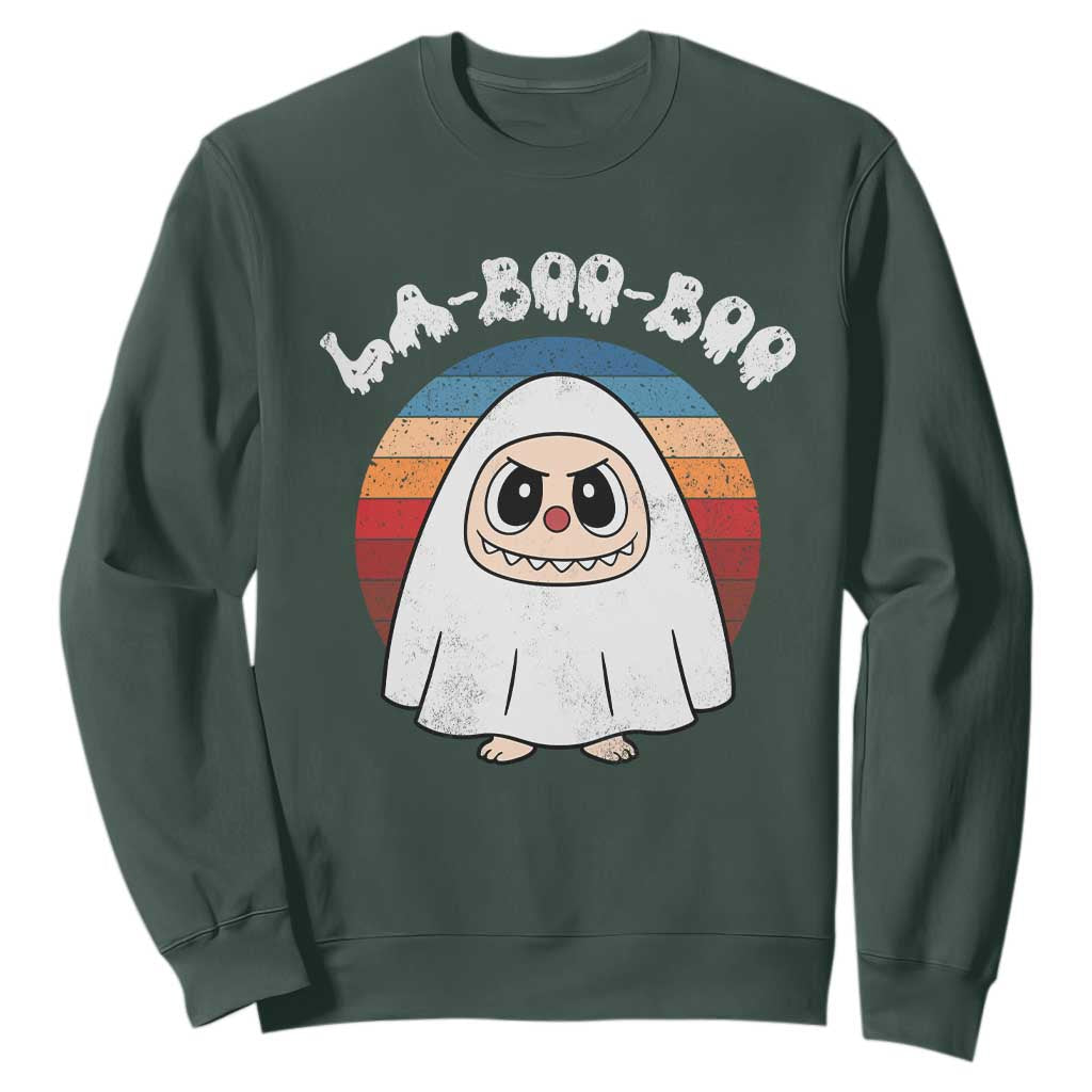Cute Ghost Halloween Costume Sweatshirt Retro Spooky Trending Cartoon La Boo Boo TS10 Dark Forest Green Print Your Wear