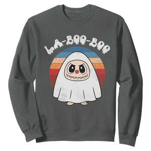 Cute Ghost Halloween Costume Sweatshirt Retro Spooky Trending Cartoon La Boo Boo TS10 Dark Heather Print Your Wear