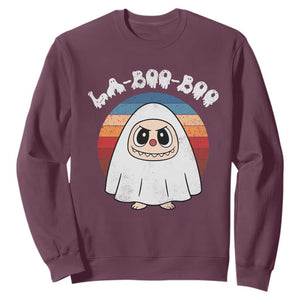 Cute Ghost Halloween Costume Sweatshirt Retro Spooky Trending Cartoon La Boo Boo TS10 Maroon Print Your Wear
