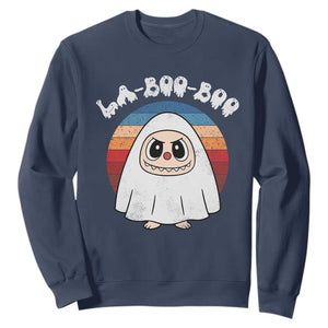 Cute Ghost Halloween Costume Sweatshirt Retro Spooky Trending Cartoon La Boo Boo TS10 Navy Print Your Wear