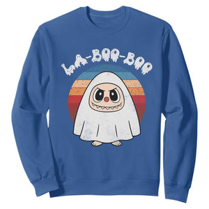 Cute Ghost Halloween Costume Sweatshirt Retro Spooky Trending Cartoon La Boo Boo TS10 Royal Blue Print Your Wear