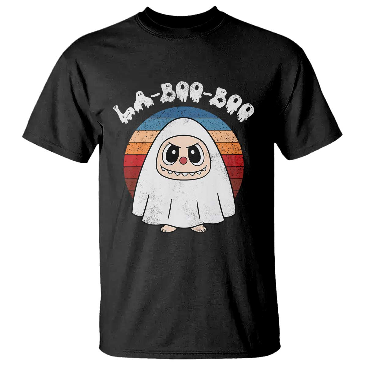 Cute Ghost Halloween Costume T Shirt Retro Spooky Trending Cartoon La Boo Boo TS10 Black Print Your Wear