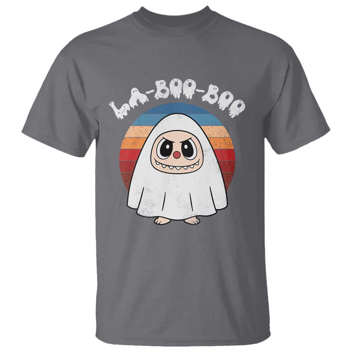 Cute Ghost Halloween Costume T Shirt Retro Spooky Trending Cartoon La Boo Boo TS10 Charcoal Print Your Wear