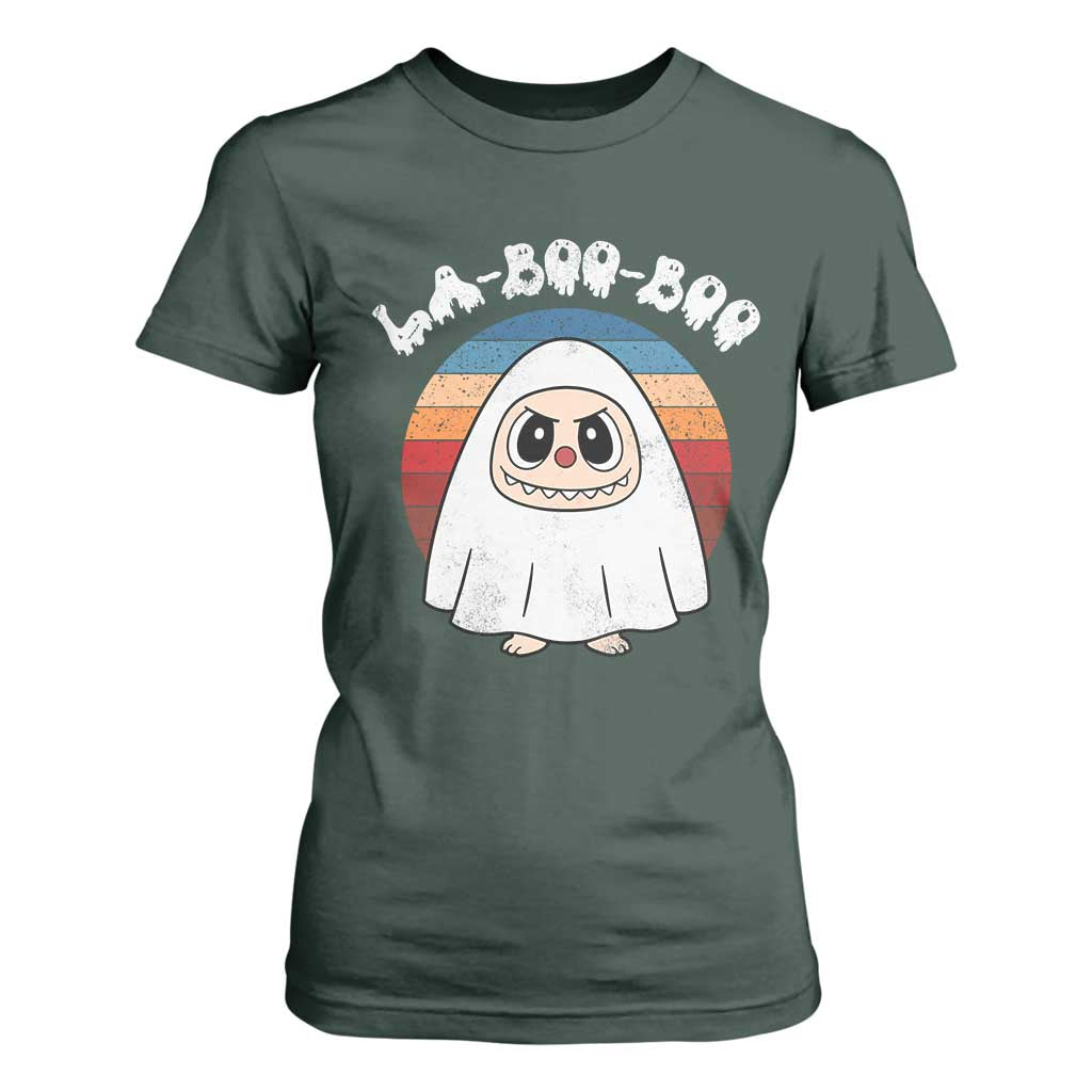 Cute Ghost Halloween Costume T Shirt For Women Retro Spooky Trending Cartoon La Boo Boo TS10 Dark Forest Green Print Your Wear