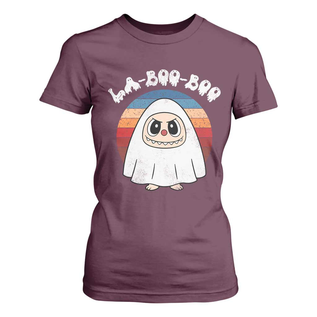 Cute Ghost Halloween Costume T Shirt For Women Retro Spooky Trending Cartoon La Boo Boo TS10 Maroon Print Your Wear