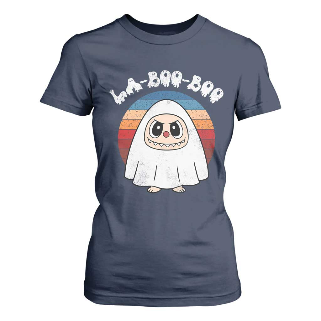 Cute Ghost Halloween Costume T Shirt For Women Retro Spooky Trending Cartoon La Boo Boo TS10 Navy Print Your Wear