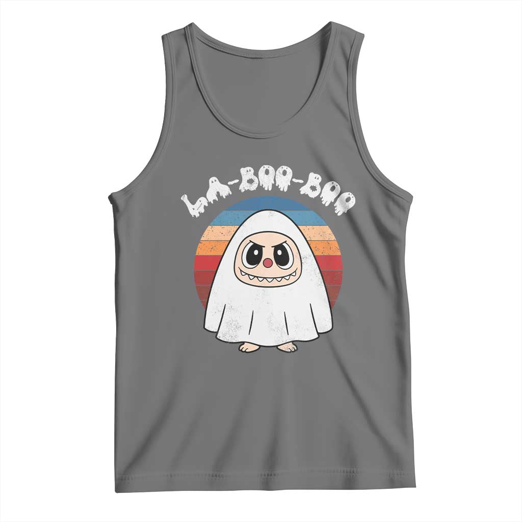 Cute Ghost Halloween Costume Tank Top Retro Spooky Trending Cartoon La Boo Boo TS10 Black Heather Print Your Wear