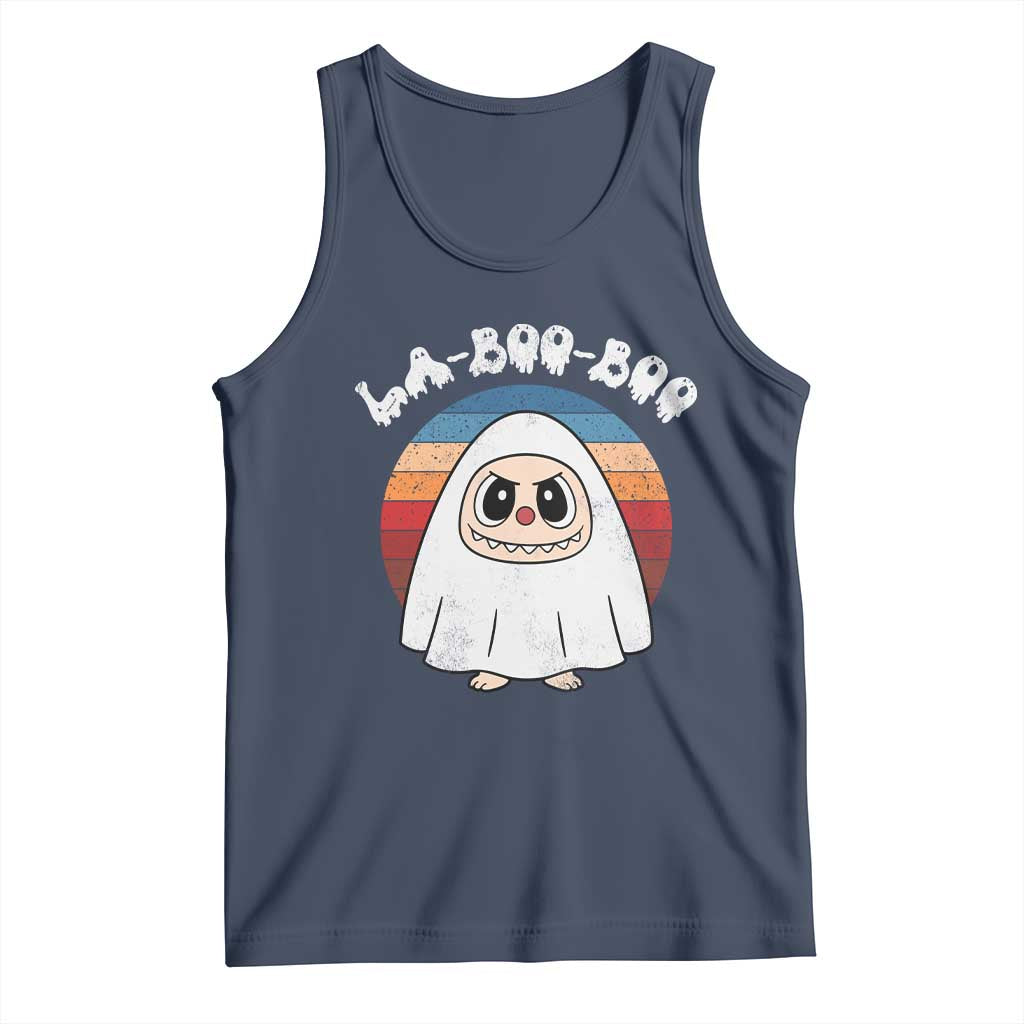 Cute Ghost Halloween Costume Tank Top Retro Spooky Trending Cartoon La Boo Boo TS10 Navy Print Your Wear