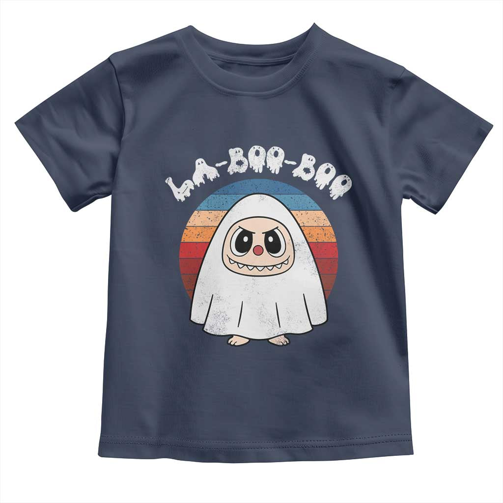 Cute Ghost Halloween Costume Toddler T Shirt Retro Spooky Trending Cartoon La Boo Boo TS10 Navy Print Your Wear