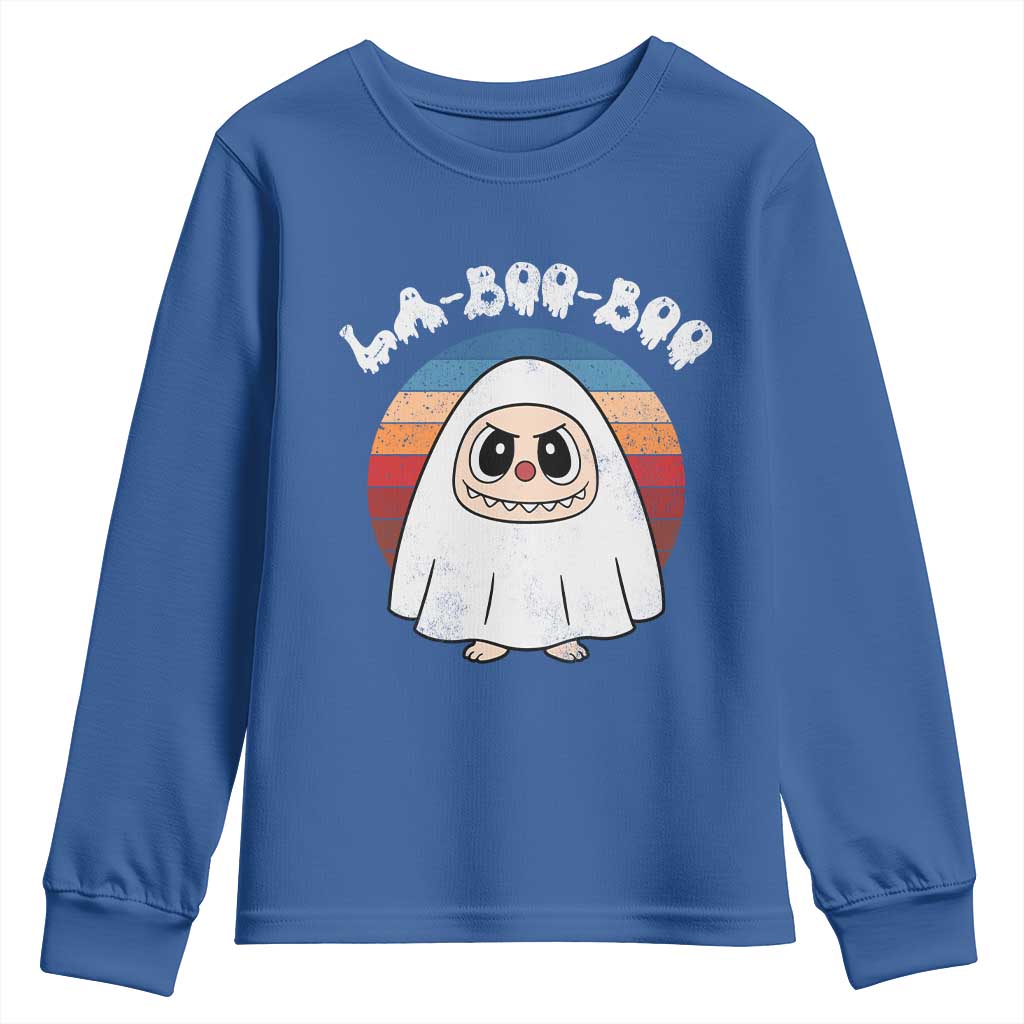 Cute Ghost Halloween Costume Youth Sweatshirt Retro Spooky Trending Cartoon La Boo Boo TS10 Royal Blue Print Your Wear