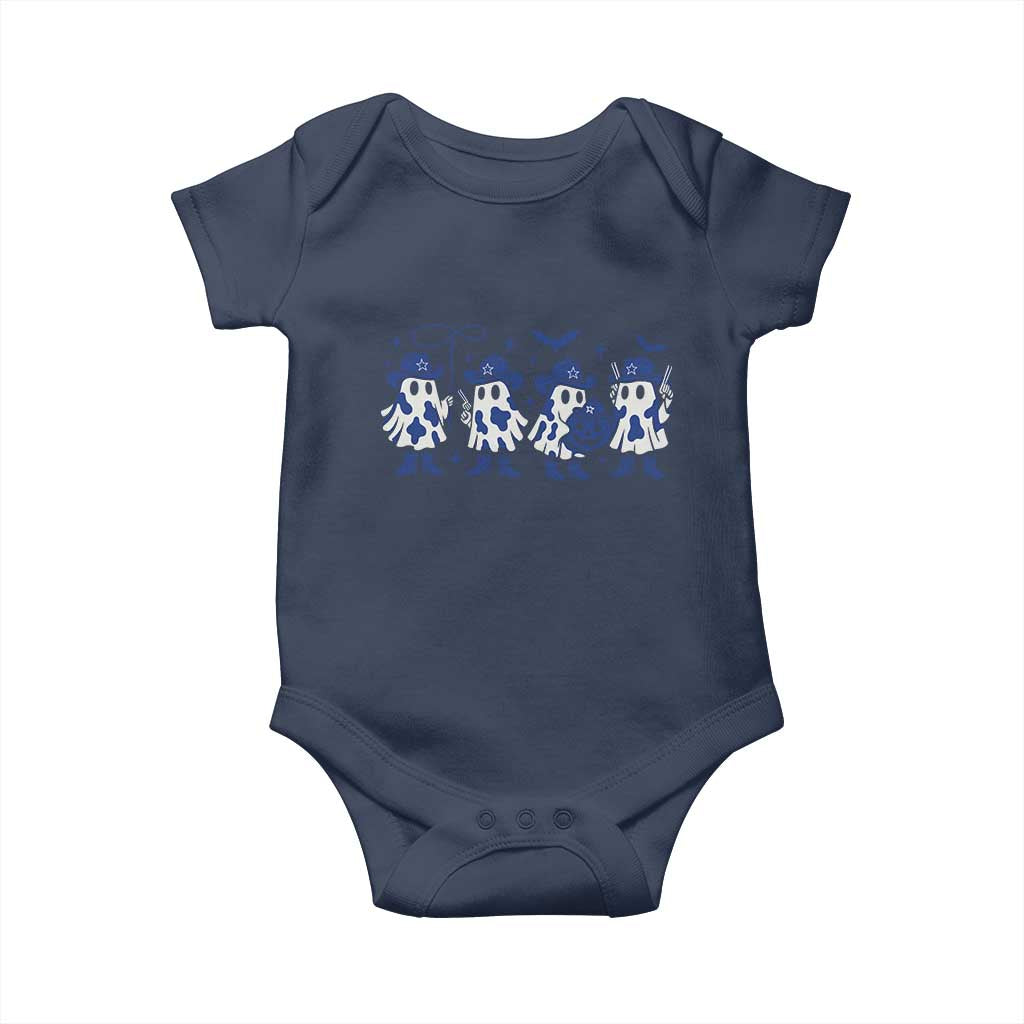 Dallas Ghost Halloween Baby Onesie Retro Halloween Costume Cowboy Fan TS10 Navy Print Your Wear