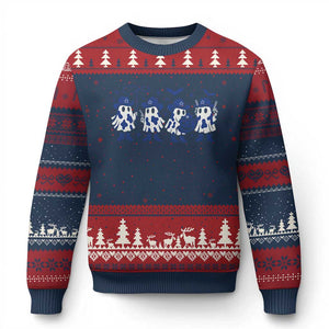 Dallas Ghost Halloween Ugly Christmas Sweater Retro Halloween Costume Cowboy Fan TS10 Navy Red Print Your Wear