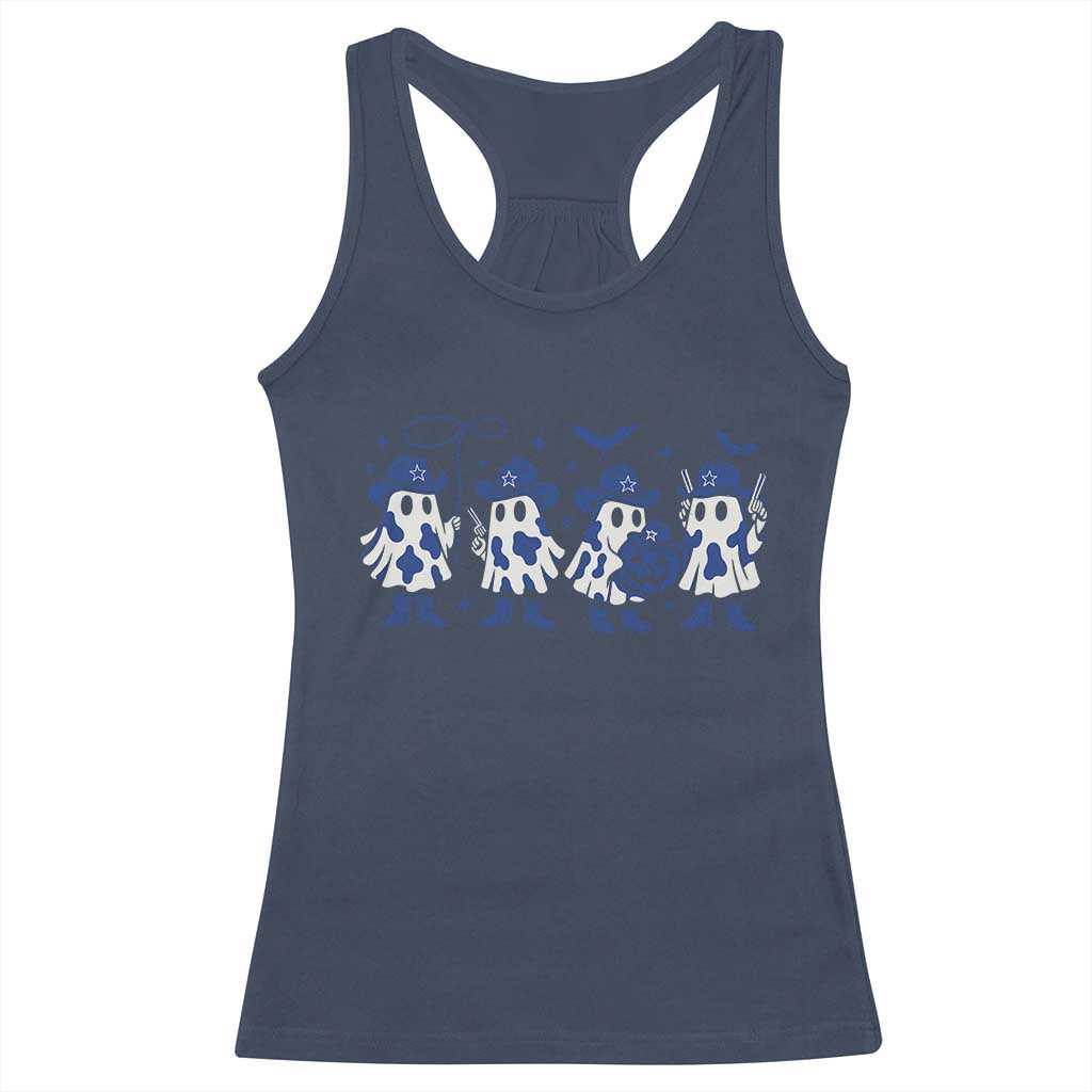 Ghost Halloween Racerback Tank Top Retro Halloween Costume Cowboy Fan TS10 Navy Print Your Wear