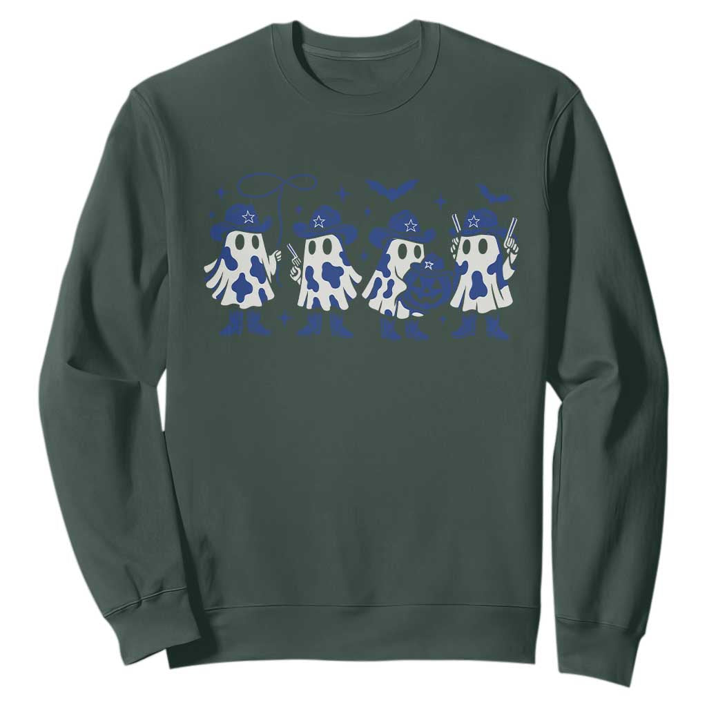 Ghost Halloween Sweatshirt Retro Halloween Costume Cowboy Fan TS10 Dark Forest Green Print Your Wear