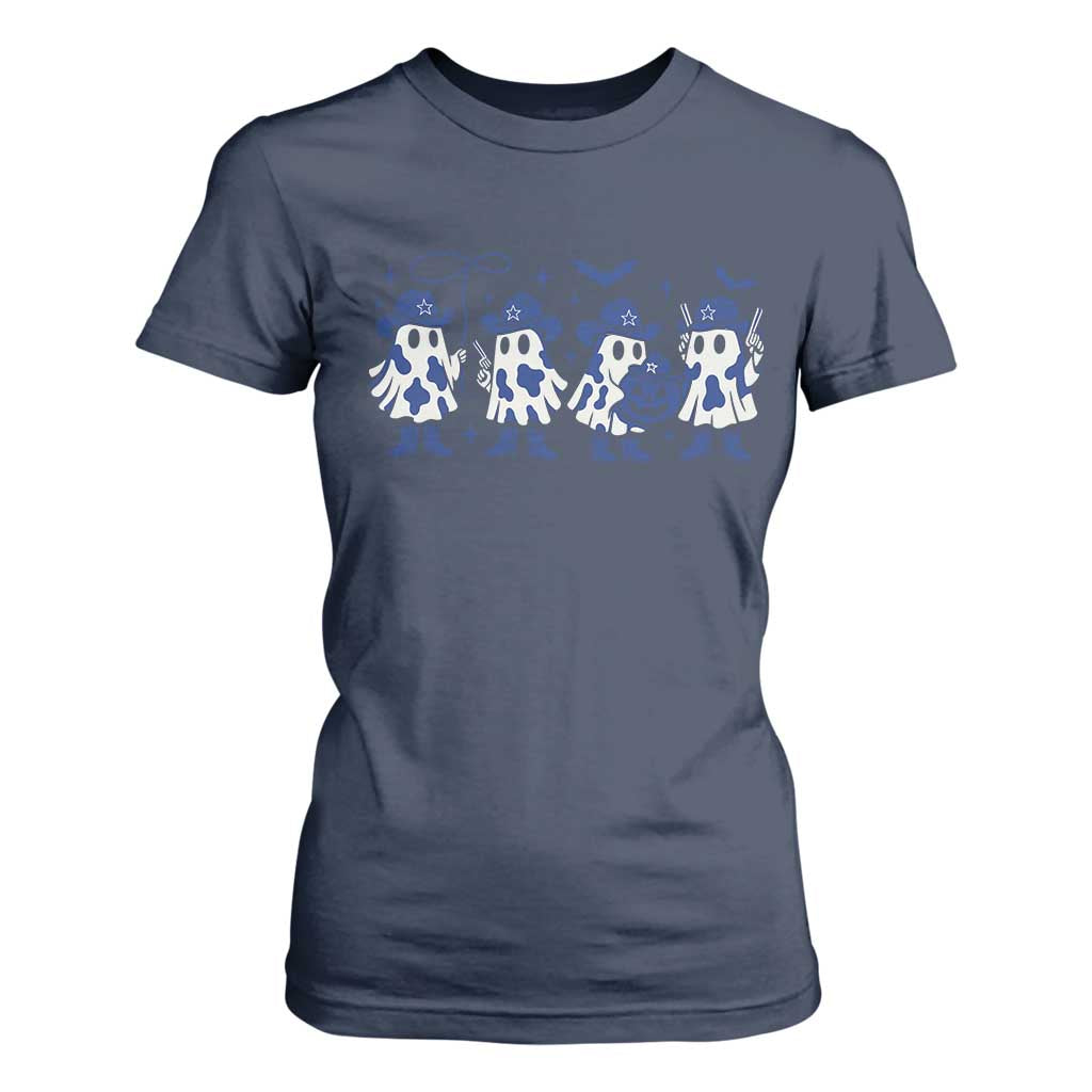 Ghost Halloween T Shirt For Women Retro Halloween Costume Cowboy Fan TS10 Navy Print Your Wear