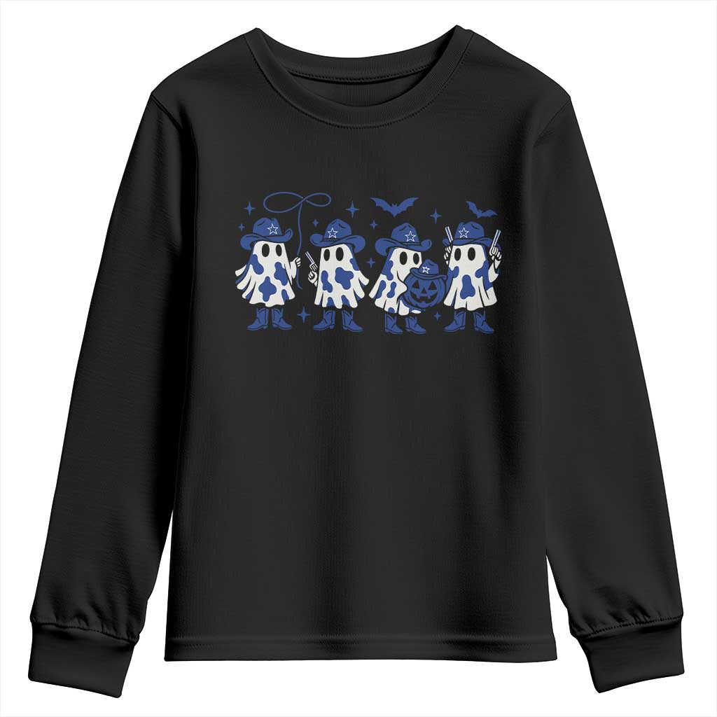 Ghost Halloween Youth Sweatshirt Retro Halloween Costume Cowboy Fan TS10 Black Print Your Wear