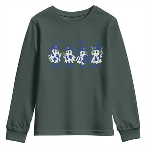 Ghost Halloween Youth Sweatshirt Retro Halloween Costume Cowboy Fan TS10 Dark Forest Green Print Your Wear