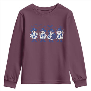 Ghost Halloween Youth Sweatshirt Retro Halloween Costume Cowboy Fan TS10 Maroon Print Your Wear