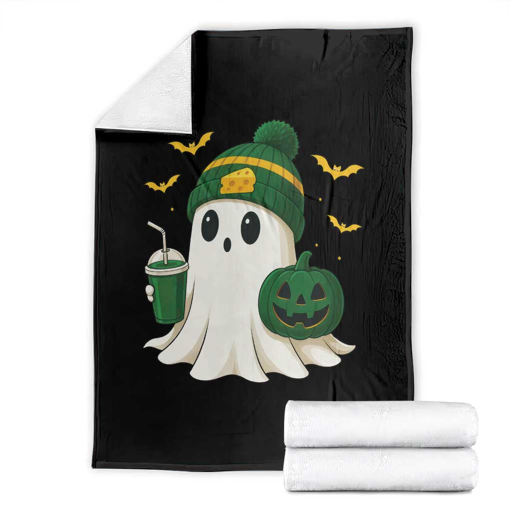 Halloween Packers Ghost Throw Blanket Pumpkin Ghost Costume Cheesehead TS10 Black Print Your Wear