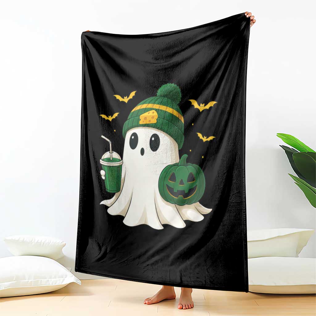 Halloween Packers Ghost Throw Blanket Pumpkin Ghost Costume Cheesehead TS10 Print Your Wear